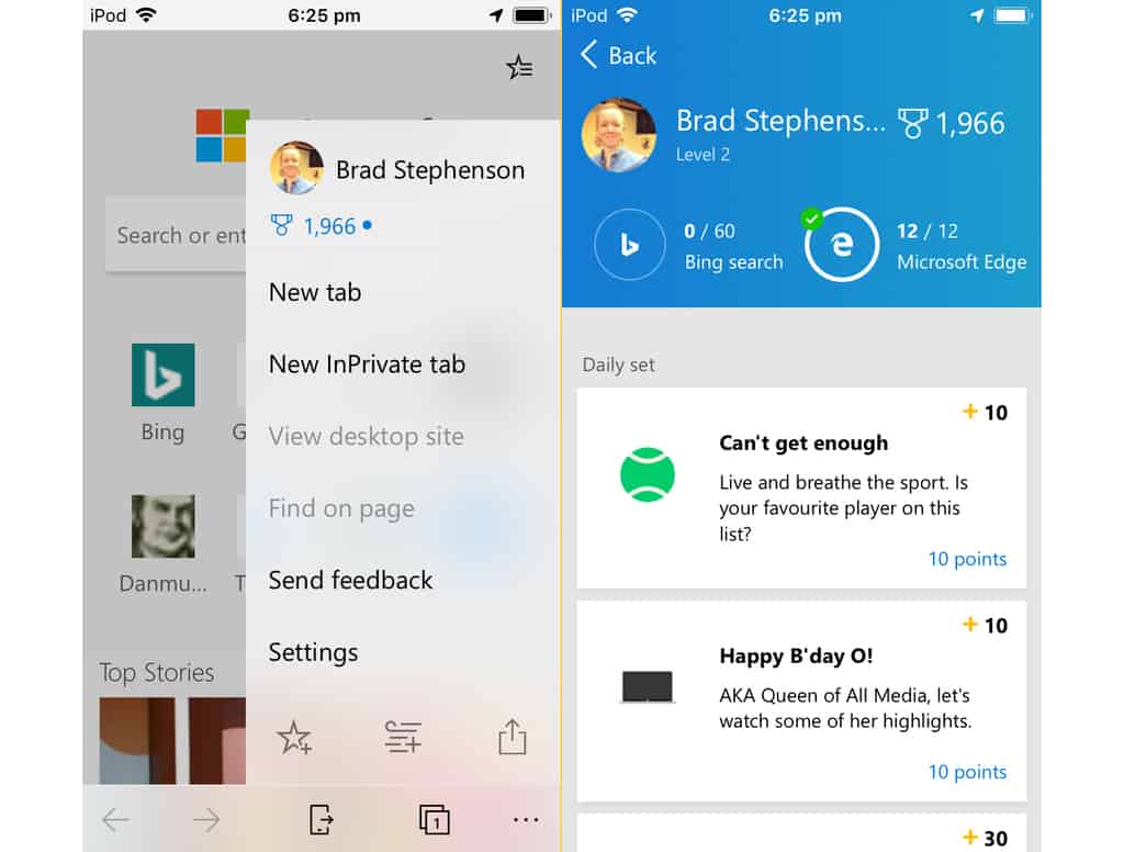 iOS and Android Edge browser apps get direct Microsoft Rewards integration  