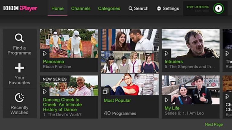 BBC iPlayer app on Xbox 360