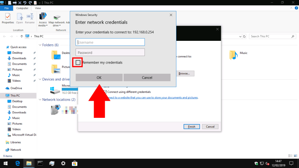 cant connect to network share windows 10