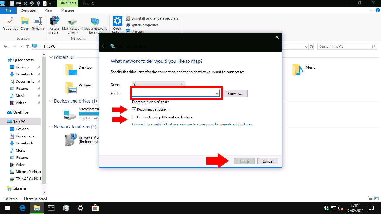 mapping drive windows asking for password