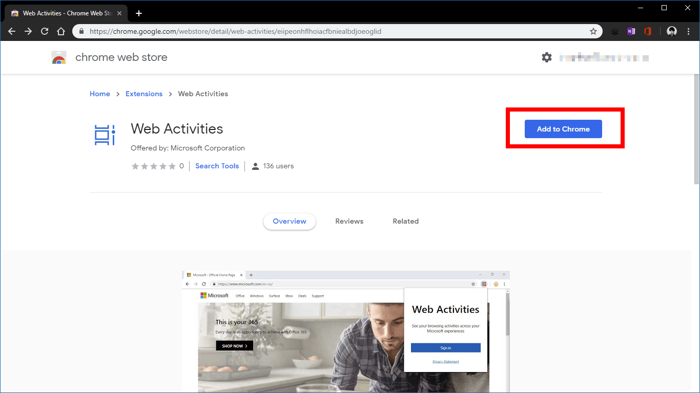 Web Activities Chrome extension