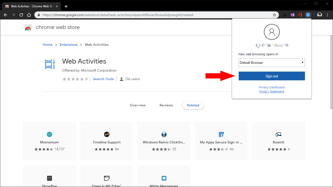 Web Activities Chrome extension