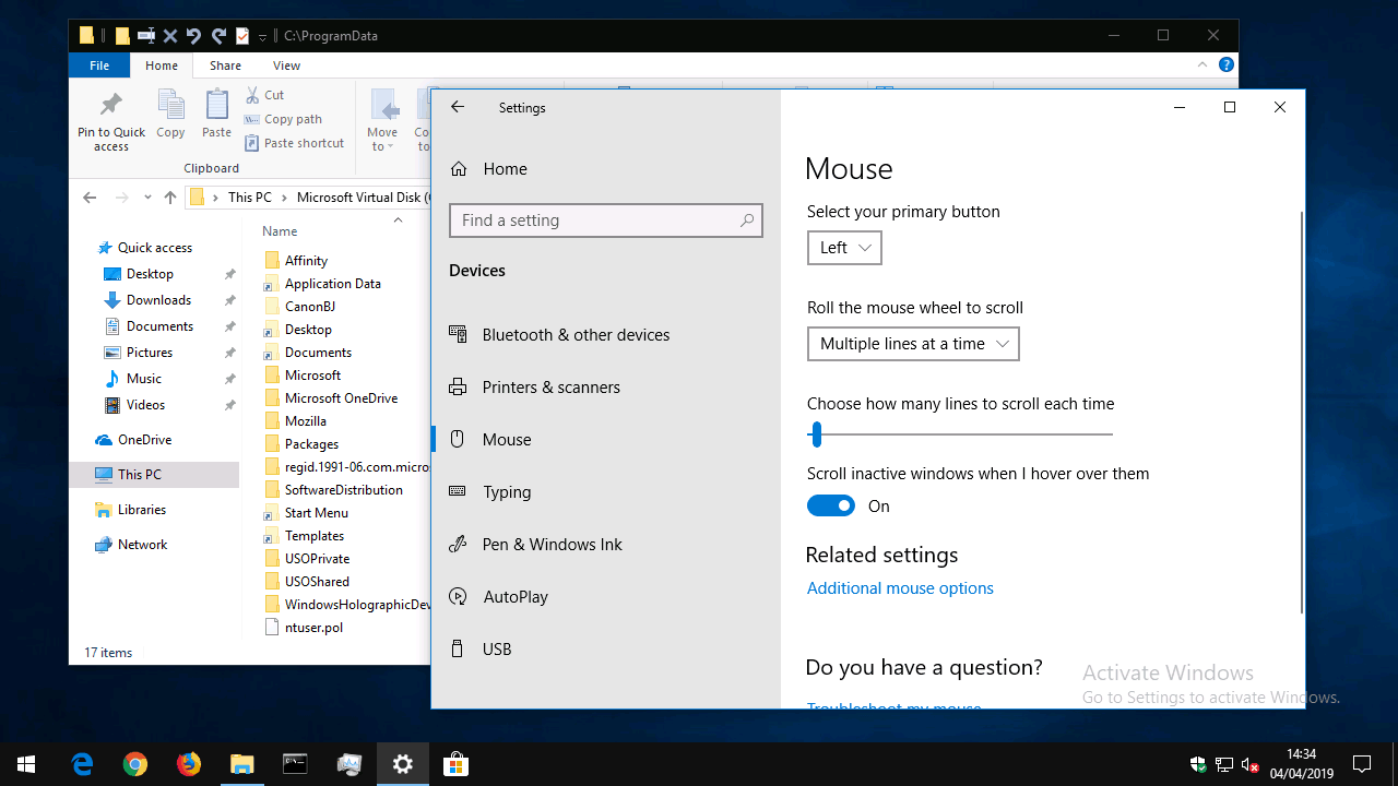 Inactive window scrolling in Windows 10