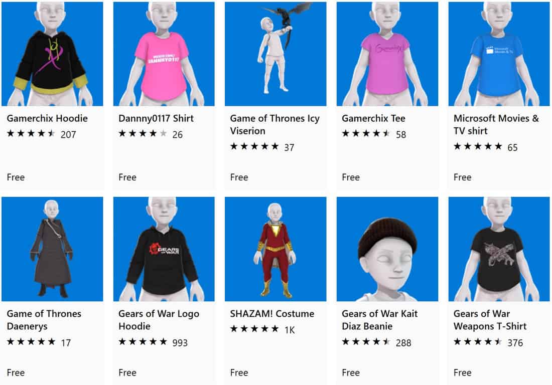 Free Xbox avatar items