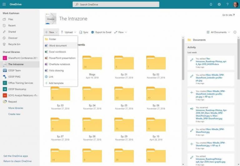 004 OneDrive SPC19 news Shared libraries in OneDrive1