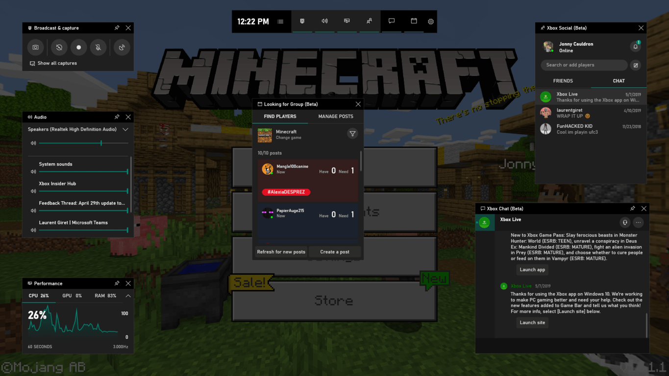 minecraft shortcuts xbox