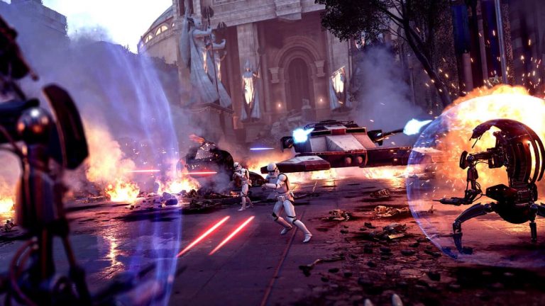 Star Wars Battlefront II video game on Xbox One with Droideka