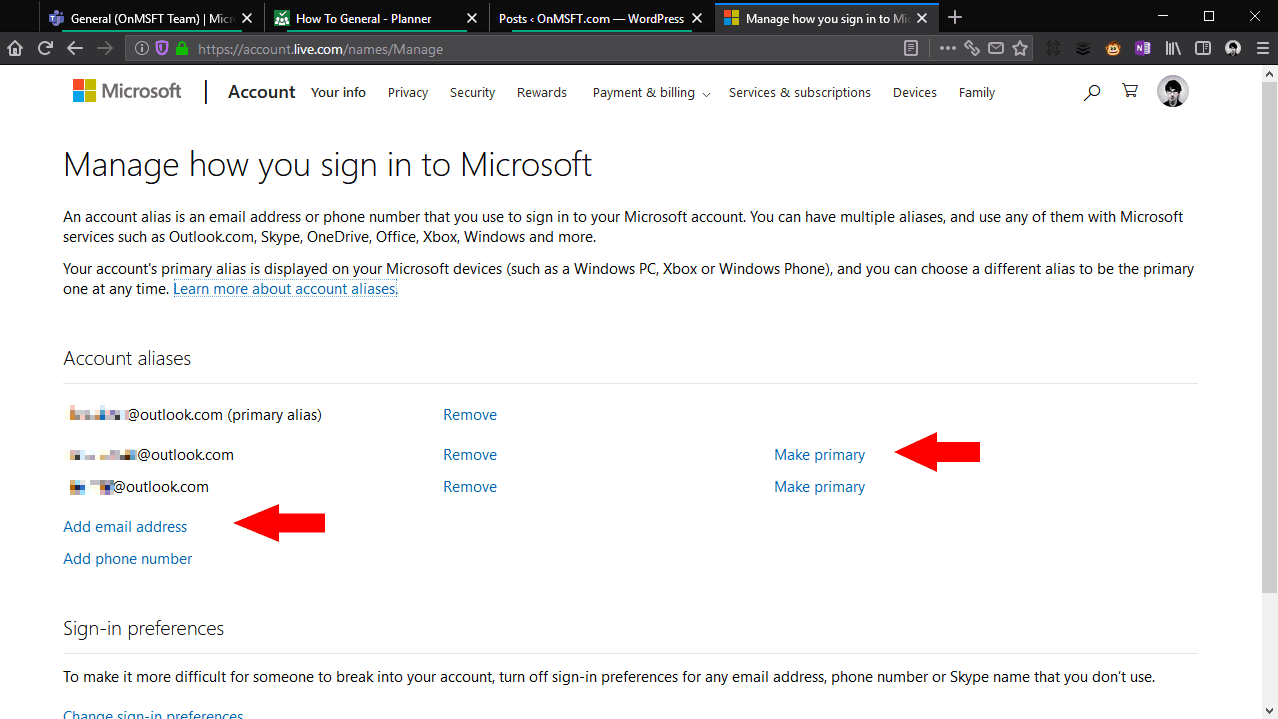 can i change my primary alias on my microsoft account