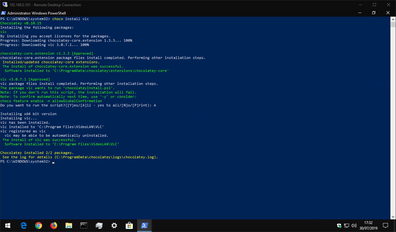 how to install software using powershell