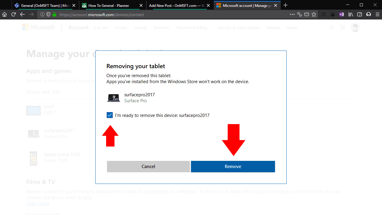 Remove Windows 10 Device from Microsoft Store Account