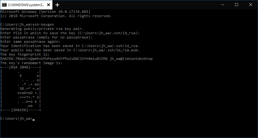 windows 10 ssh generate key