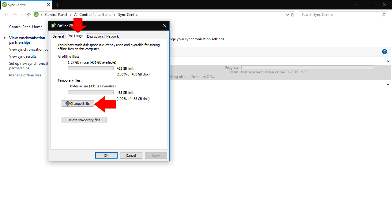 network folder sync windows 10