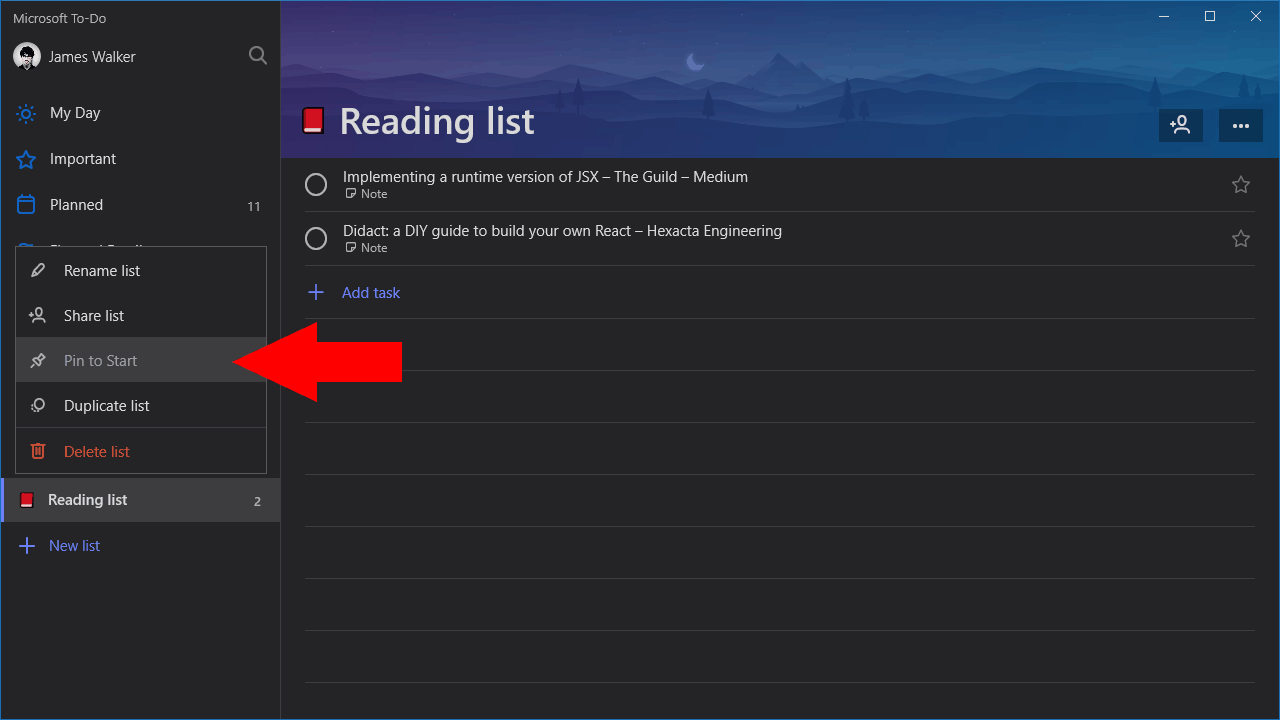 to do list windows 10