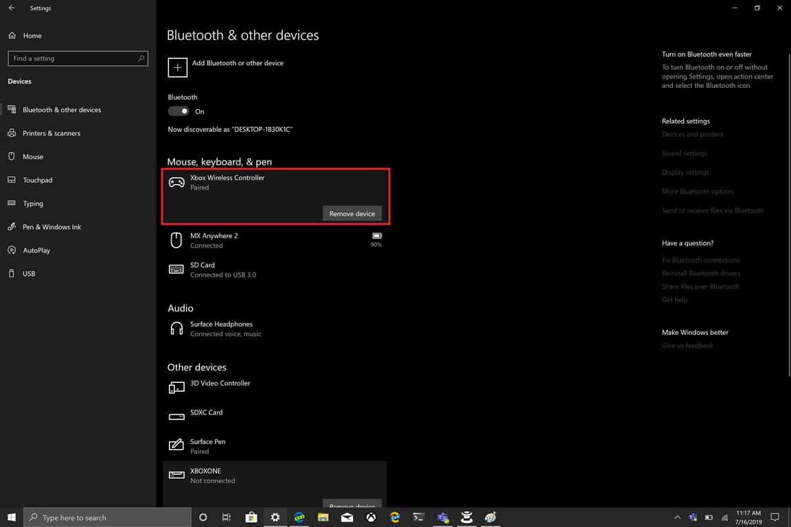 windows bluetooth battery status