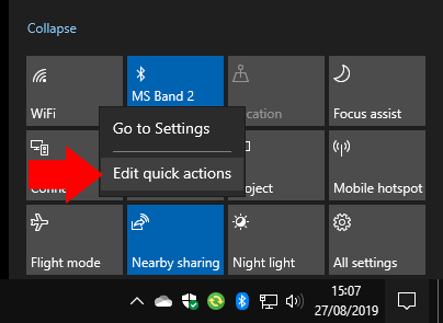 How to set your Quick Actions in the Windows 10 May 2019 Update