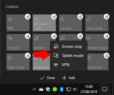 quick actions windows 10