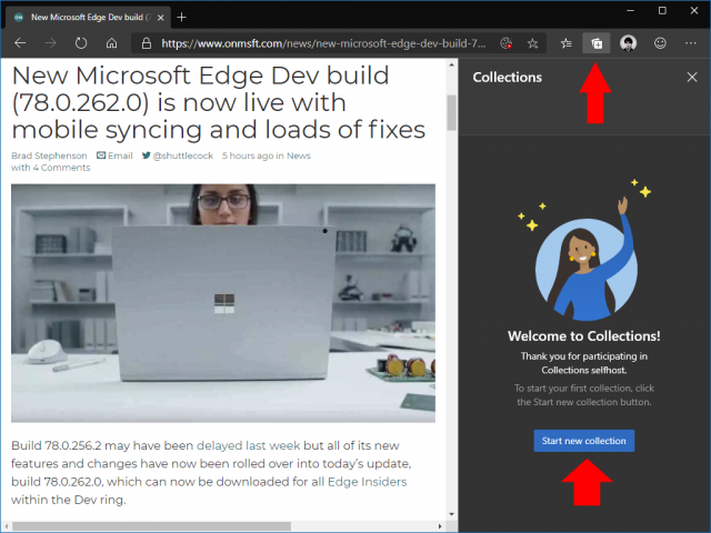 Collections in Microsoft Edge Insider