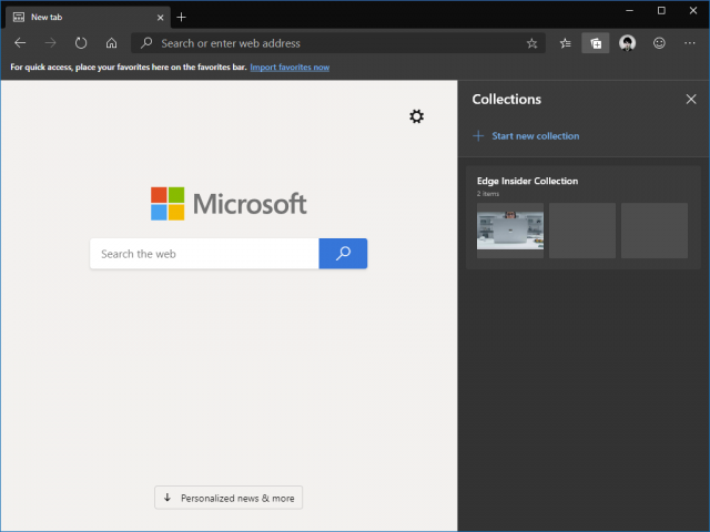 Collections in Microsoft Edge Insider