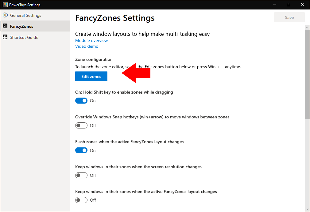 FancyZones settings