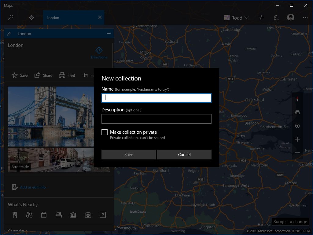 Collections in Windows Maps