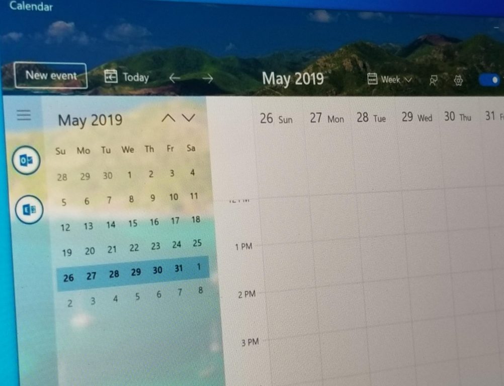 Windows 10 calendar