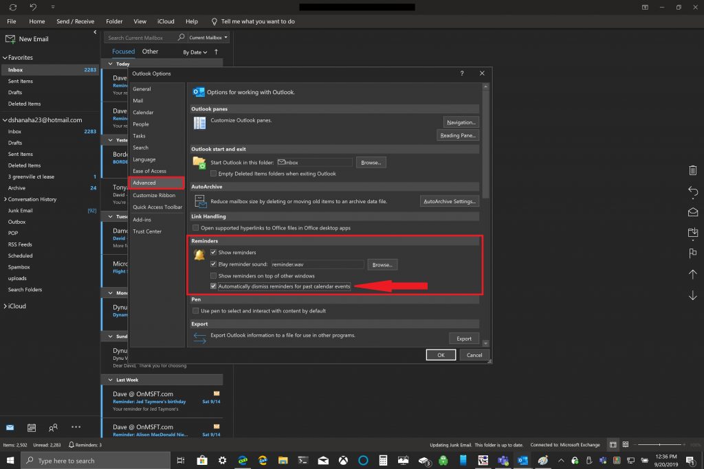 How to Dismiss Reminders for Past Events in Outlook