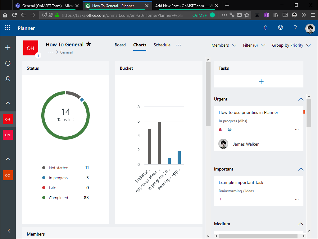 Priorities in Microsoft Planner