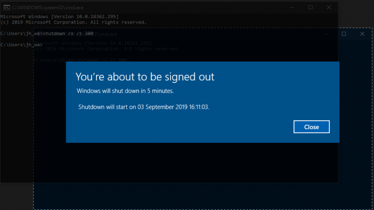 scheduled shutdown windows 10 command line