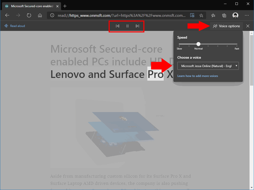 Reading aloud in Edge Insider