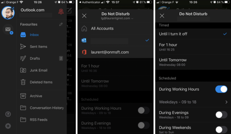 Outlook for iOS now supports Do not Disturb for all Outlook.com and ...