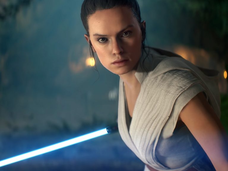 Rey in Star Wars Battlefront II video game on Xbox One