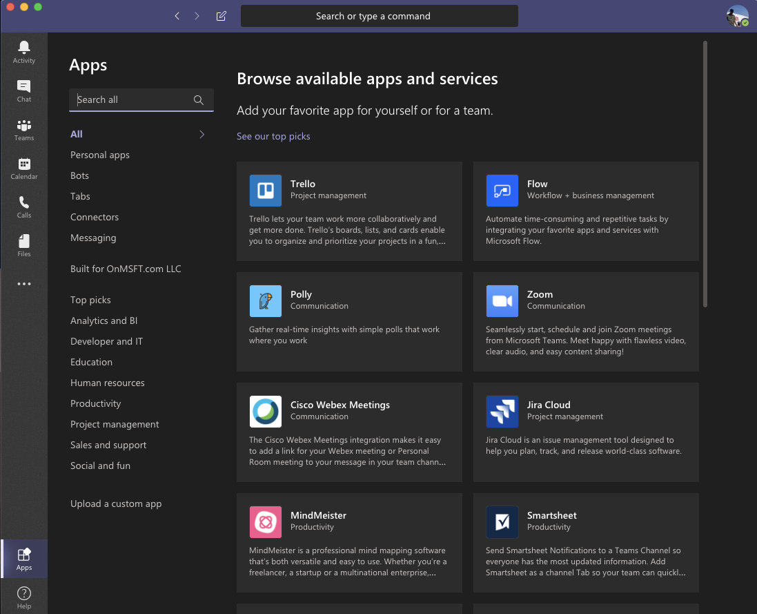 microsoft teams app settings