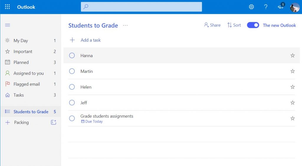 outlook to do list app