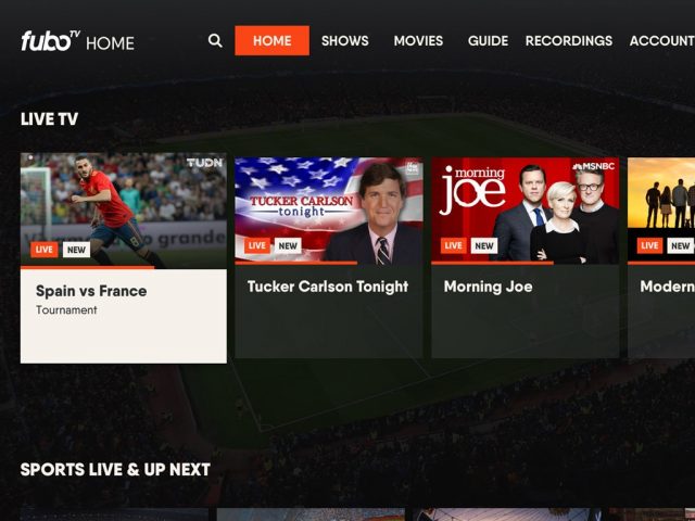 FuboTV Xbox One app.