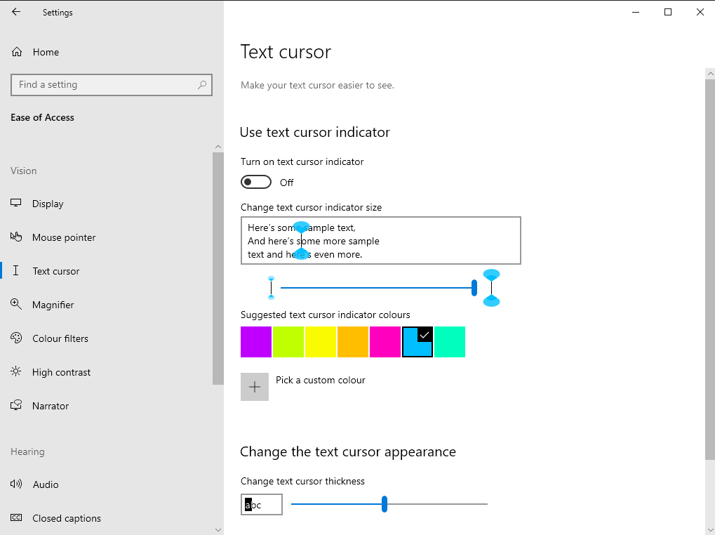 How to customise the text input cursor in Windows 10 - OnMSFT.com