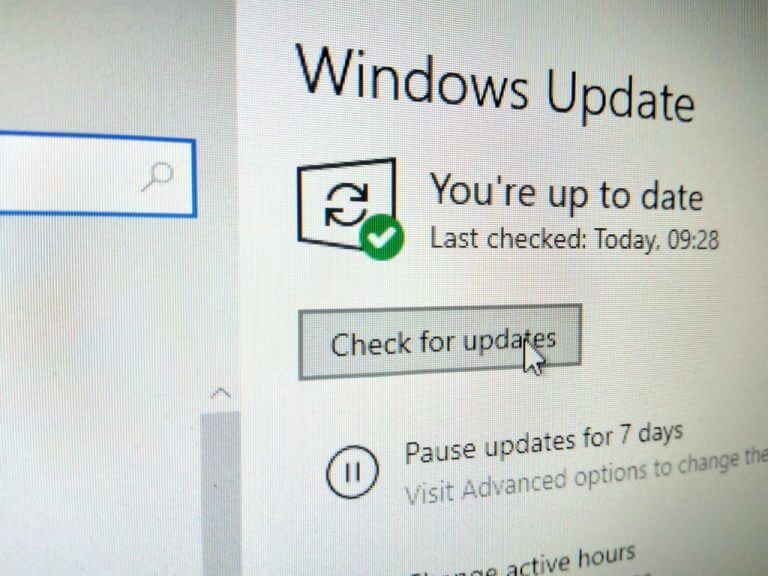Photo of Windows Update settings in Windows 10