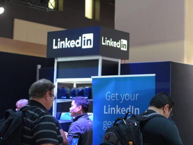 LinkedIn sign at conference