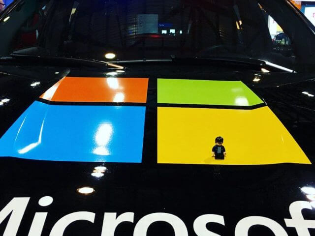 Microsoft logo on car hood