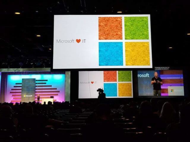 Microsoft loves IT sign onstage