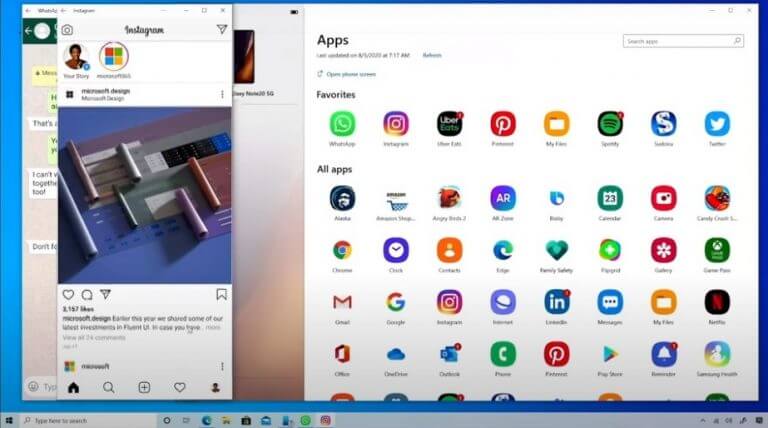 Your Phone Windows 10 Android App Streaming