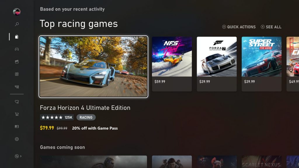 Redesigned Microsoft Store on Xbox