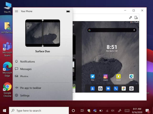 Windows 10 Your Phone Surface Duo