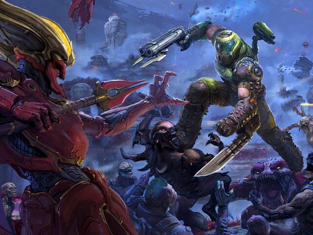 Doom Eternal video game on Xbox One and Xbox Series X