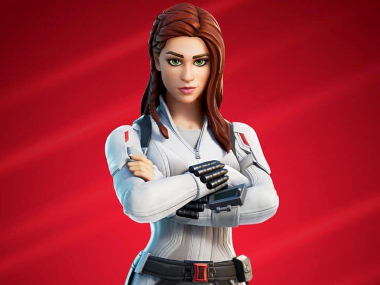 Black Widow in Fortnite video game on Xbox One and Xbox Series X.