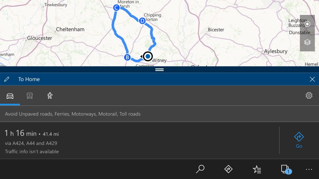 Screenshot of Windows Maps on Windows 10 Mobile