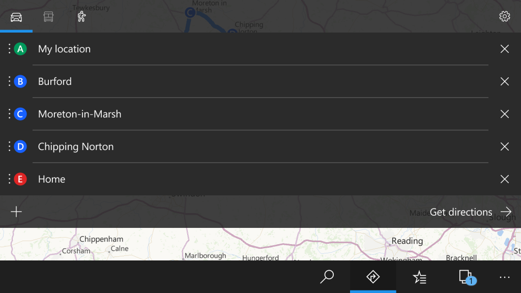 Screenshot of Windows Maps on Windows 10 Mobile