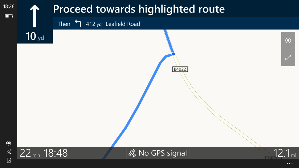 Screenshot of Windows Maps on Windows 10 Mobile
