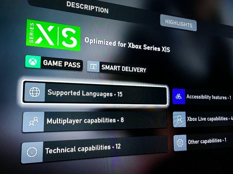 Microsoft Store On Xbox Showing Supported Languages