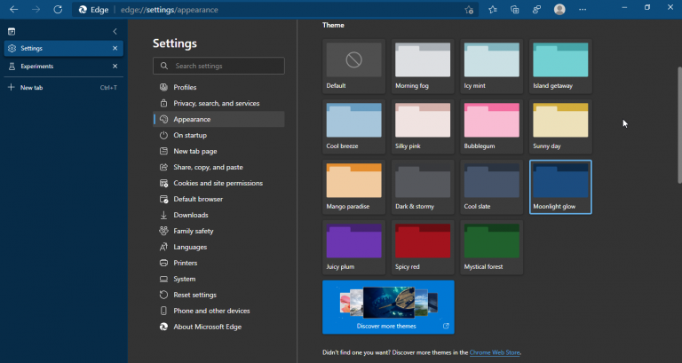 microsoft edge themes