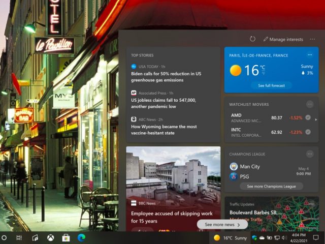 News And Interests In The Windows 10 Taskbar